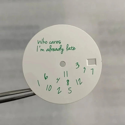 New Log Modified Watch Face 28.5mm DIY Watch Dial Fits NH35/4R36 Movement Who Cares Lt's Already Late Watch Accessories