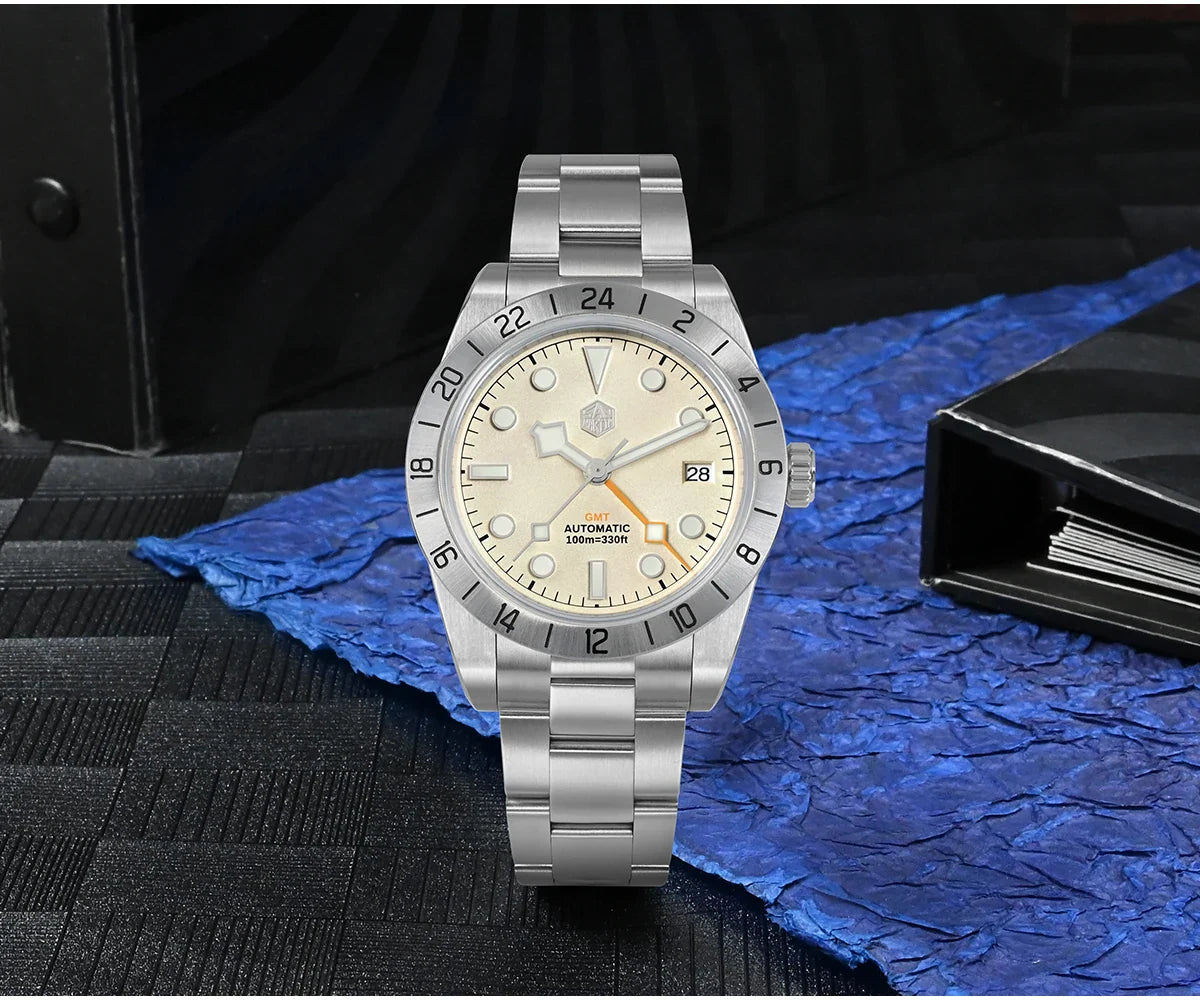 San Martin SN0054G GMT Pink Dial BB  39mm NH34 Automatic Watch 10Bar AR Sapphire BGW9 Lume