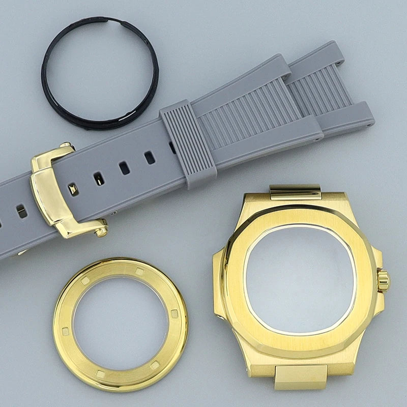 Silver/Black/Rose Gold 40mm Watch Cases Strap Parts Sapphire Glass For NH35 NH36 NH34 NH38 NH72 Movement 30.8mmDial Mod Nautilus