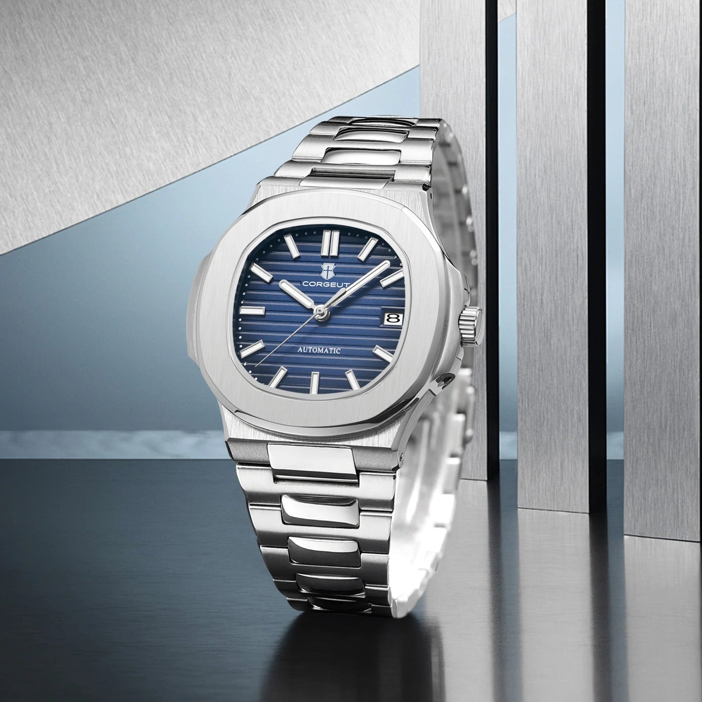 Corgeut 6017 Nautilus Watch 40mm Custom logo NH35 Movement  Sapphire Crystal Watch 10bar Lumnious