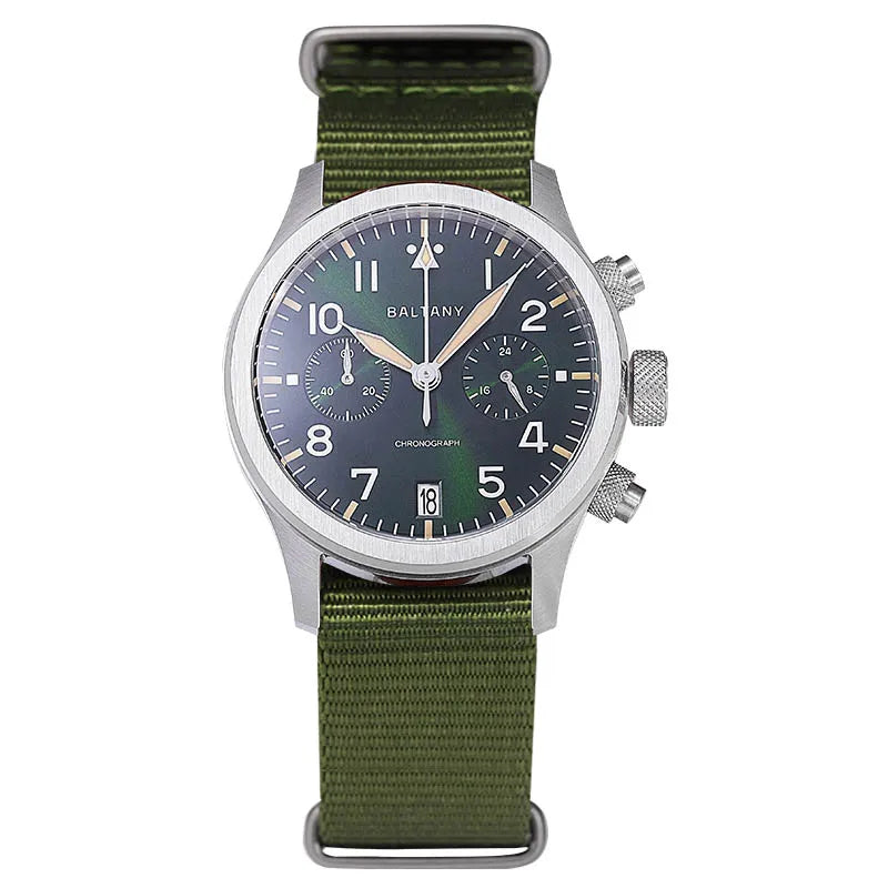 Customizable watch Baltany Military Chronograph watch S5057 Retro Quartz VK64 10ATM  Swiss Lume AR Sapphire