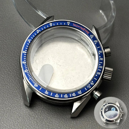 VK63 case 39.7mm moon metal  watch case chronograph case bezel,VK63  Business watch sealed back moon watch mission mod