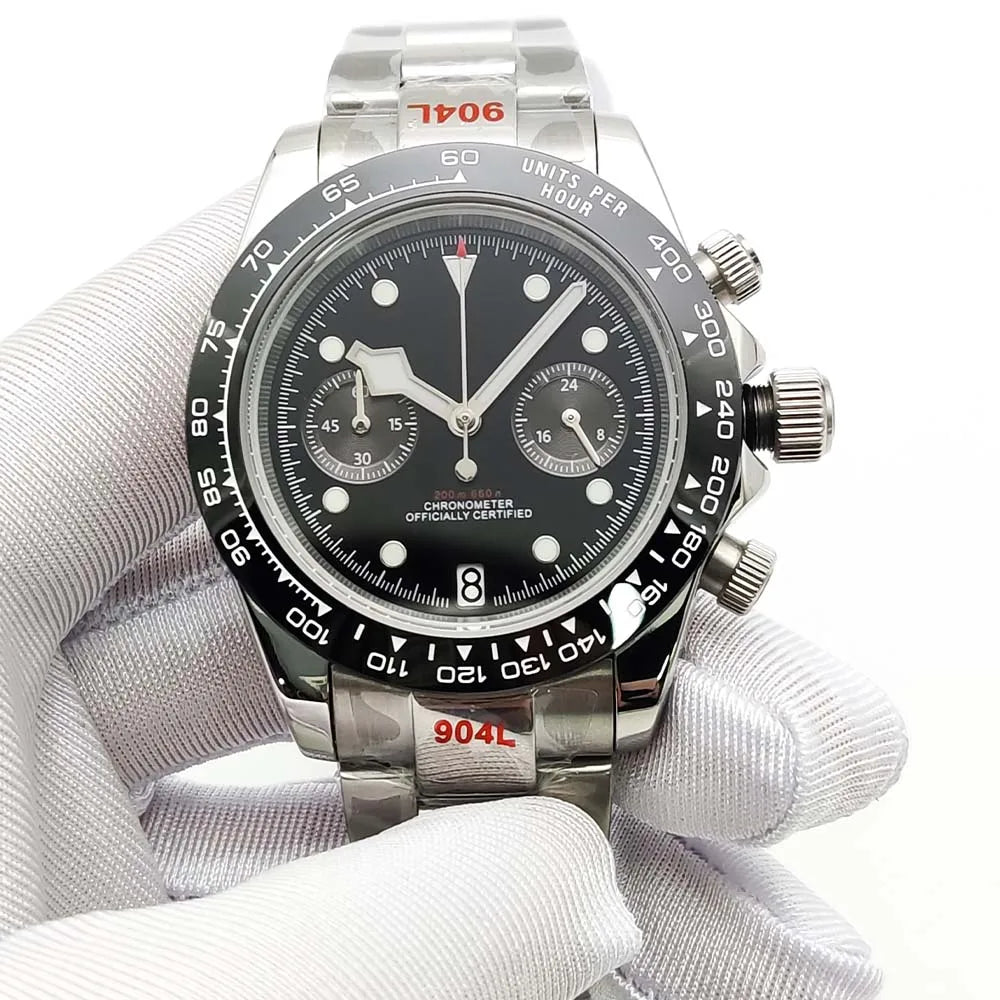 Sterile Chronograph Watch Customizable VK64 Quartz 40mm Panda Sapphire 39MM 5BAR