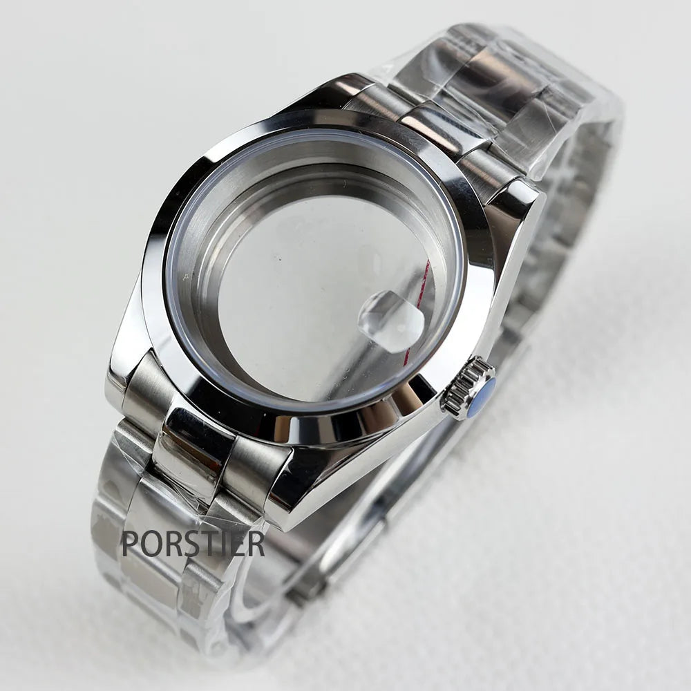 36/39mm NH35 Watch Case Stainless steel Sapphire Glass Transparent Back Cover for Seiko NH35 NH36 movement Datejust Oyster Strap