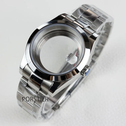 36/39mm NH35 Watch Case Stainless steel Sapphire Glass Transparent Back Cover for Seiko NH35 NH36 movement Datejust Oyster Strap