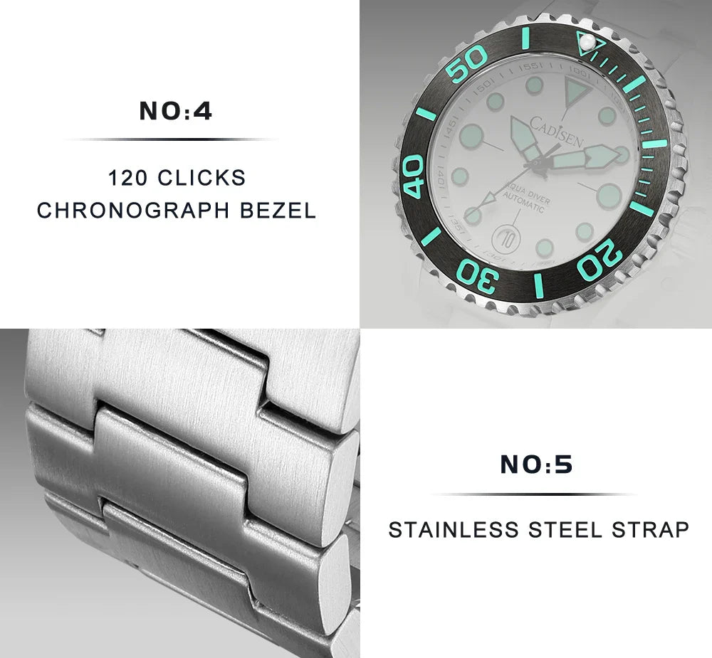 Cadisen C8232 Submariner DIVER  NH35A 100M Waterproof Luminous AR Sapphire 40MM