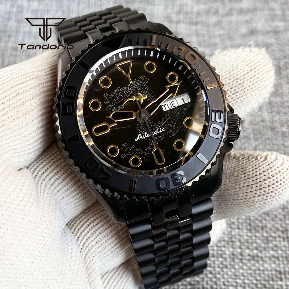 Tandorio TD265B Yachtmaster Pvd Domed Sapphire NH36 41mm Diver Dragon Pattern 20BAR