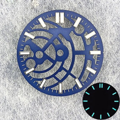 28.5mm Open NH35 Dial C3 Green Luminous Watch Dial Fit NH35 36 38 70 72 Movement Watch Accessories Custom Logo Dial