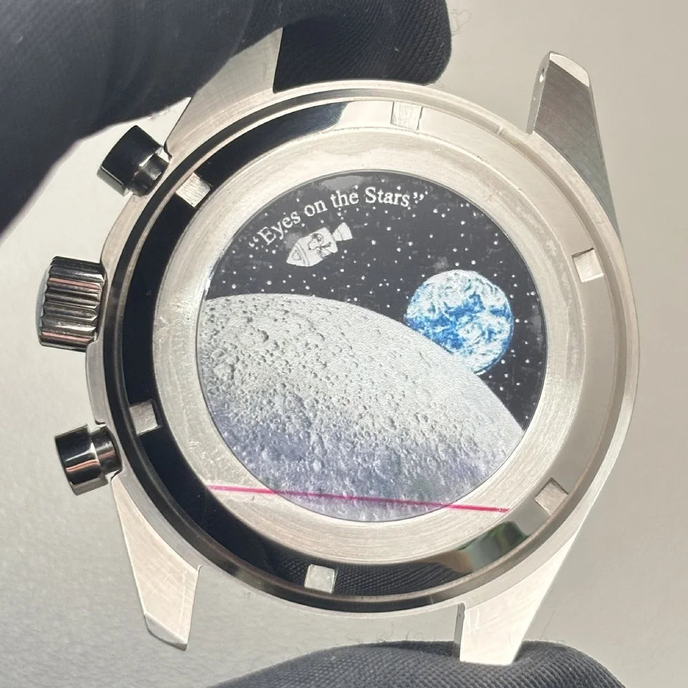 VK63 case 39.7mm moon metal case chronograph case bezel,VK63 Fashion Business watch sealed back moon watch mission mod