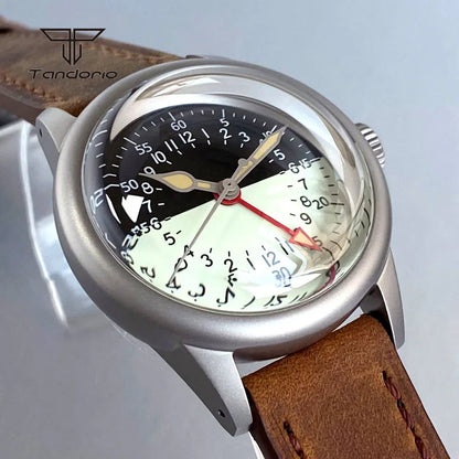 Tandorio GMT Watch TD135G Sandblasted 36mm NH34 Automatic Domed Sapphire 20BAR Lume 24H
