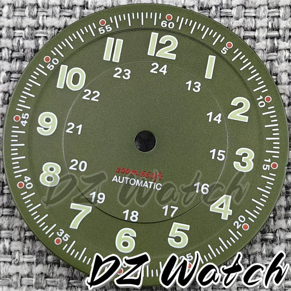 NH35 New 29mm Black/White/Green/Blue Pilot Style Watch Dial Face Set Arabic Numerals Fit NH36 ETA2824 PT5000 Automatic Movement