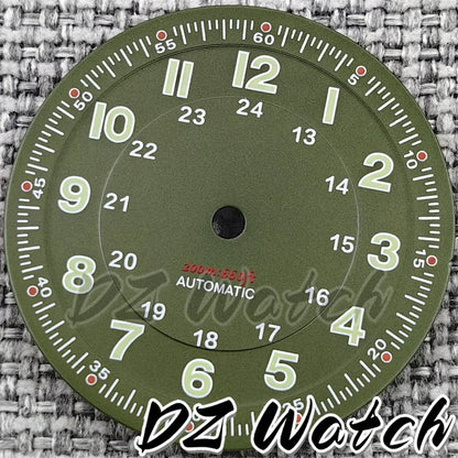 NH35 New 29mm Black/White/Green/Blue Pilot Style Watch Dial Face Set Arabic Numerals Fit NH36 ETA2824 PT5000 Automatic Movement