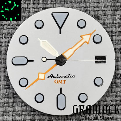 29mm Blue Red Black Orange GMT NH34 White Glossy Dial With Hands C3 Lume Fit NH34 Mechanical Watch Modified Accessories