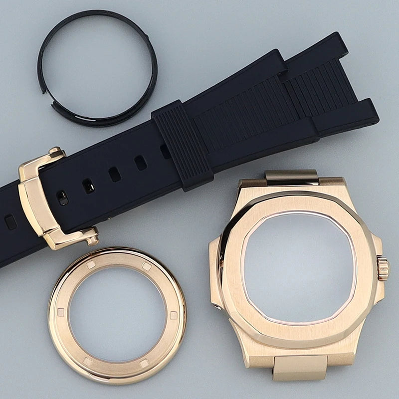 Silver/Black/Rose Gold 40mm Watch Cases Strap Parts Sapphire Glass For NH35 NH36 NH34 NH38 NH72 Movement 30.8mmDial Mod Nautilus