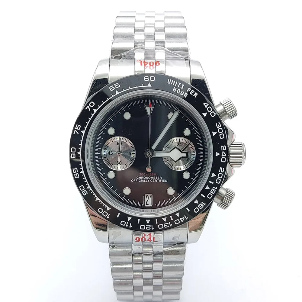 Sterile Chronograph Watch Customizable VK64 Quartz 40mm Panda Sapphire 39MM 5BAR