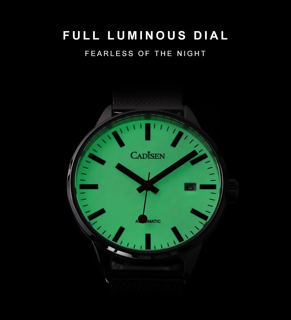 Cadisen C8221 Minimalist Watch Miyota 8215 AR Sapphire C3 Lume 40MM 5Bar