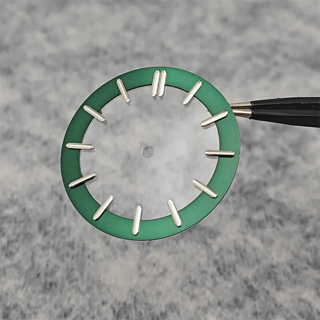 31.8MM Watch Dial Green Luminous Transparent Film No Calendar Window No Date Watch Faces Modified Accessories for NH70 Movement