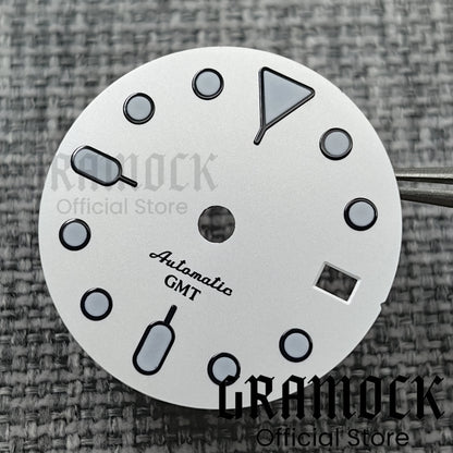 29mm Blue Red Black Orange GMT NH34 White Glossy Dial With Hands C3 Lume Fit NH34 Mechanical Watch Modified Accessories