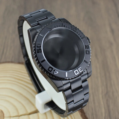 40mm NH35 Accessories Watch Case bands Sapphire for NH35 NH36 NH34 NH70 8215 2824 PT5000 Movt Black Yacht Ceramic bezel insert