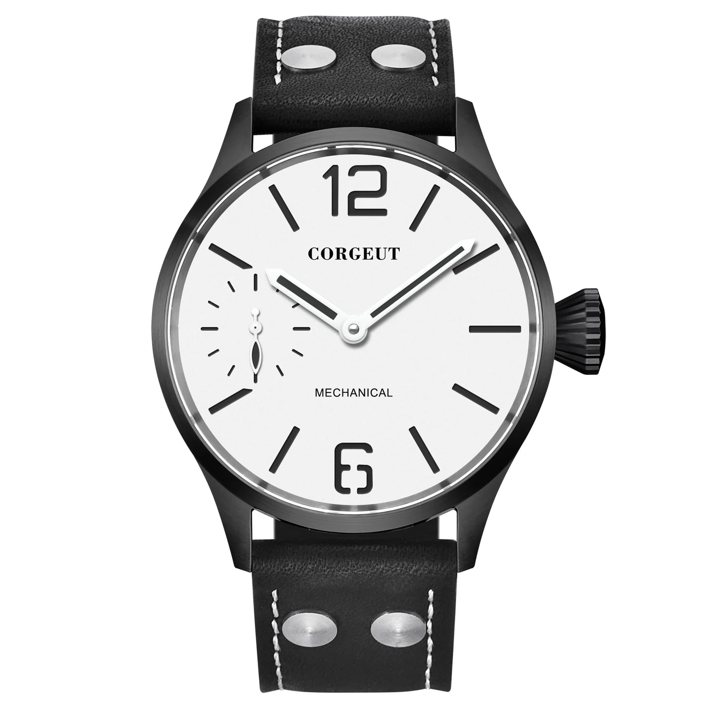 Corgeut 6025 pilot ST3600 Manual Mechanical sub second Sapphire Mirror 44mm 5ATM Glass Back