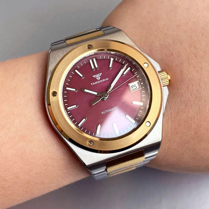 Two Tone Gold Silver Tandorio Engineer Watch TD331G NH35 Sapphire 40mm Business 20bar