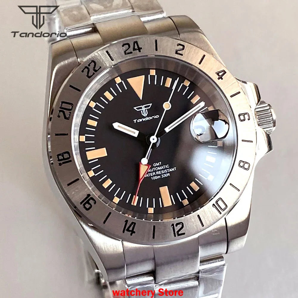 GMT Watch Fixed Bezel 40mm Tandorio TD229F 10ATM NH34A Movement Sapphire