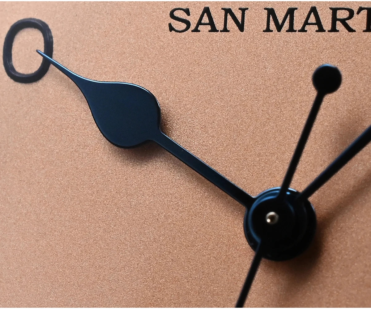 San Martin 38.5mm Men's Mechanical Watch NH35 Vintage Pilot Simple Fashion Wristwatch Baked Varnish Blue Hands 10 Bar Clock