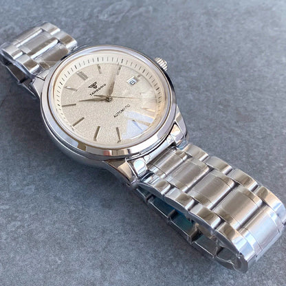 Tandorio NH35A Double Dome Sapphire Dress Wristwatch polished 40MM 20bar TD152 Glass Back