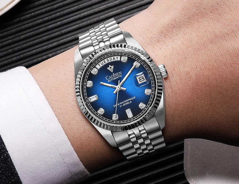 Cadisen C8228 DD38 Watch Diamond Dial MIYOTA 8285 AR Sapphire Crystal luminous 38MM 5Bar