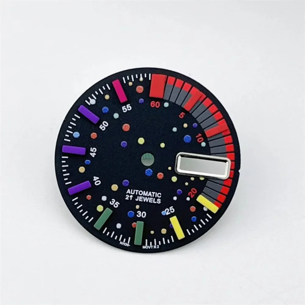 28.5mm Watch Dial Modification Watch Accessories Color Surface Mechanical Diving Watch Faces for Japan NH35/NH36 Movement