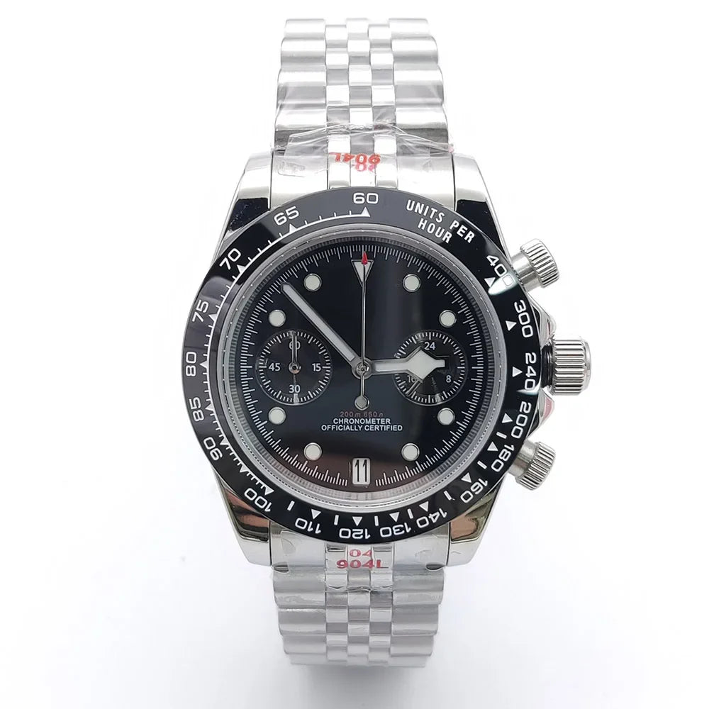 Sterile Chronograph Watch Customizable VK64 Quartz 40mm Panda Sapphire 39MM 5BAR