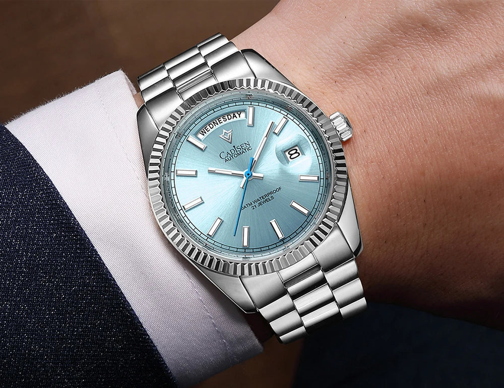CADISEN C8215 DD40 Watches Day-Date AR Sapphir 10Bar MIYOTA 8285 Movt 40MM