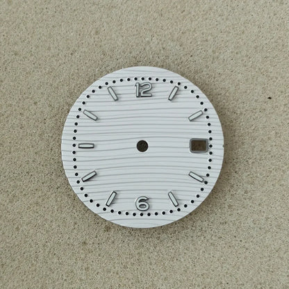 30.5mm Green Luminous Silver Watch Dial Digital Plus Bar Studs Watch Modification Accessories for NH35/ NH36/ 4R/ 7S Movement