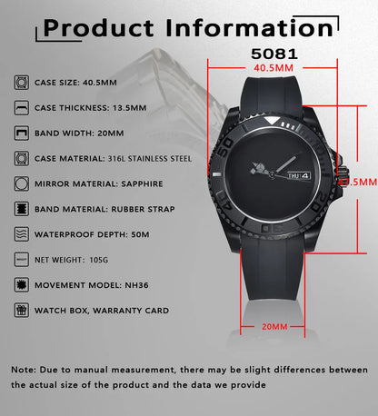 Sterile Yacht Master Watch 40.5mm Diving NH36 Movement Ceramic Bezel Sapphire 5Bar