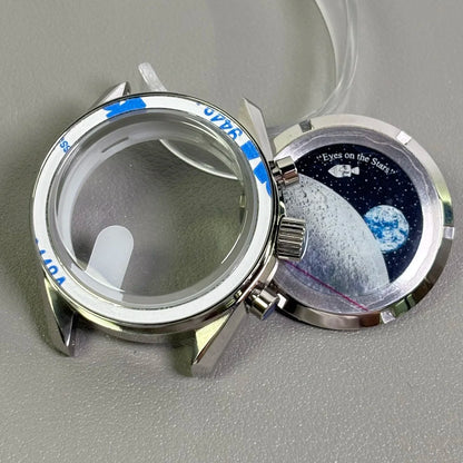 VK63 case 39.7mm moon metal  watch case chronograph case bezel,VK63  Business watch sealed back moon watch mission mod
