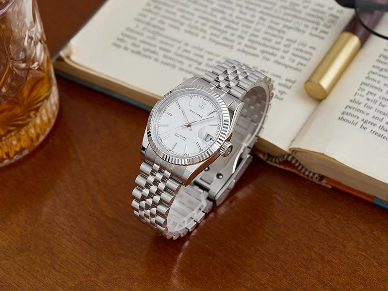 Baltany 36mm Dress Gold Watch S4084 Customizable DateJust  NH35 Automatic  Ar sapphire Swiss Lume Fluted case