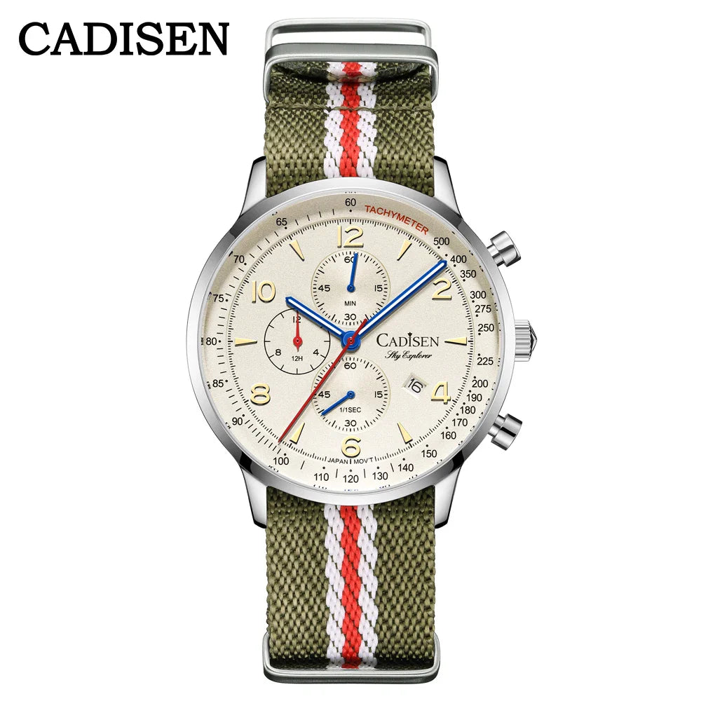 CADISEN C7067 Chronograph MIYOTA 0S10 Quartz Watch AR Mirror 5bar