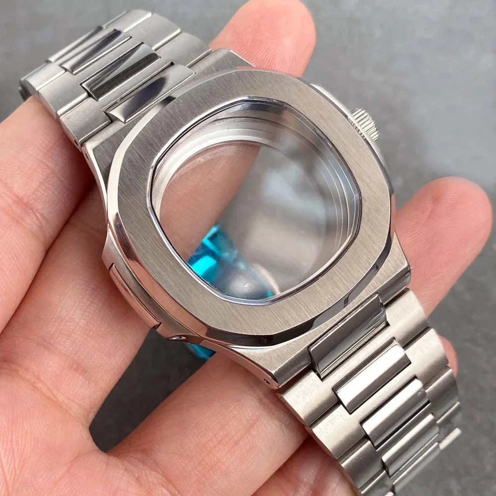 Square Watch Case fit for Philippe Nautilus  40mm Japan NH35A NH34 NH70 Movement Sapphire Glass Watch Parts