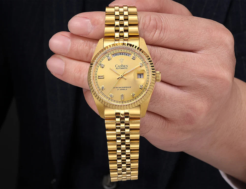 Cadisen C8228 DD38 Watch Diamond Dial MIYOTA 8285 AR Sapphire Crystal luminous 38MM 5Bar