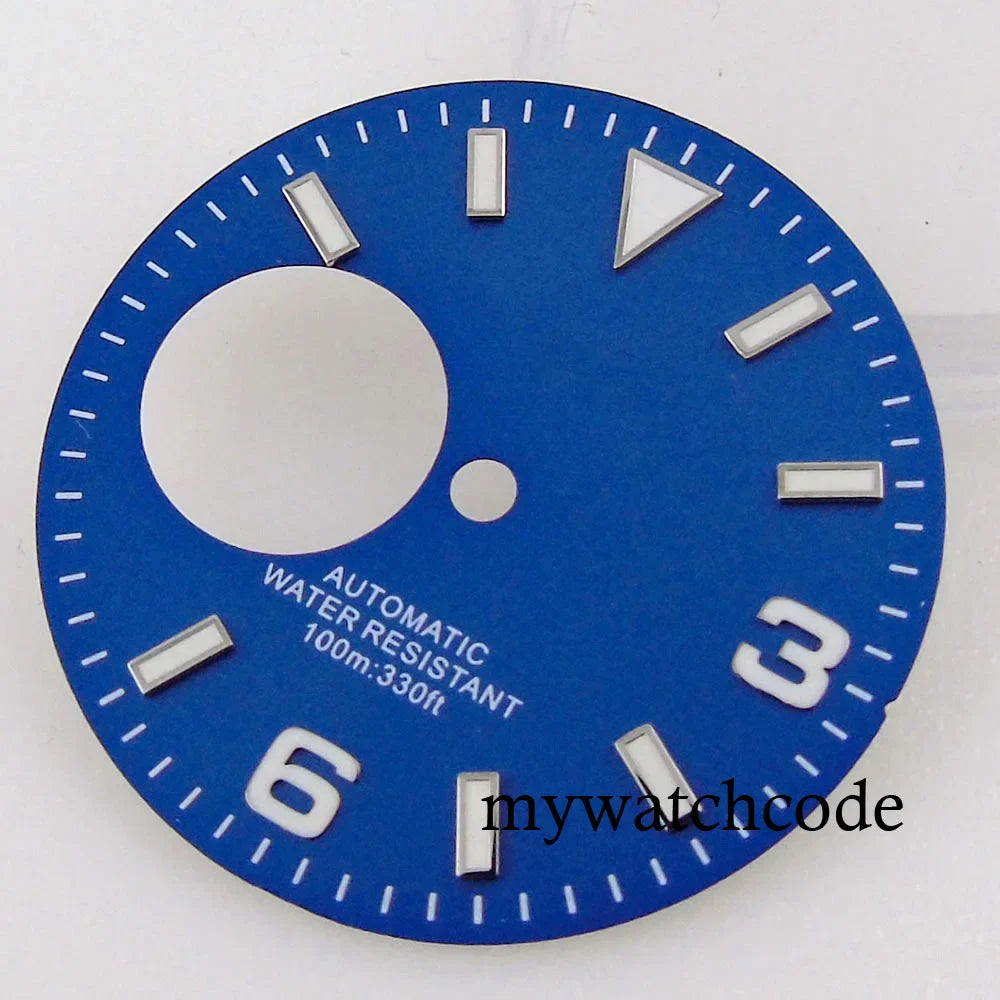 Fit NH38 NH38A Automatic Movement 29mm Blue/Green/White/Orange/Black Watch Hollow Dial Green Luminous Marks Watch Spare Parts