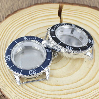 45MM Stainless Steel NH35 Watch Case 100m Waterproof Unidirectional Bezel for 50 FATHOMS NH34 NH35 NH36 NH38 Watch Accessories