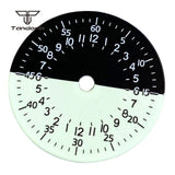 29mm Watch Dial Black White Two Tone Face  Hands Accessories NH34 Mechanical GMT Watches Mod Parts Arabic Numerals Green Lume