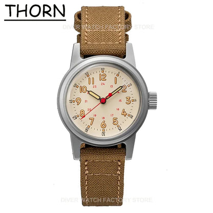 THORN SHY043 36mm  NH35 Automatic Retro Field Military Watch C3 Luminous 10bar
