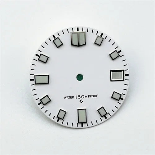 NH35 Dial 28.5mm Green Luminous with Single Calendar Window Watch Dial Abalone Diving Watch Faces for NH35A/4R35 Movement