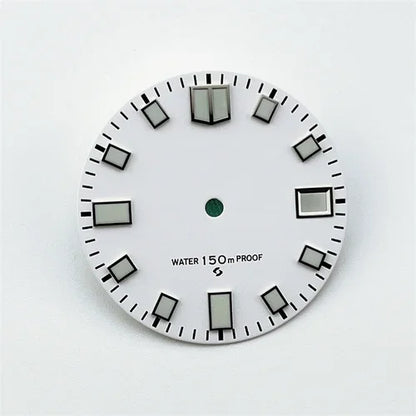 NH35 Dial 28.5mm Green Luminous with Single Calendar Window Watch Dial Abalone Diving Watch Faces for NH35A/4R35 Movement