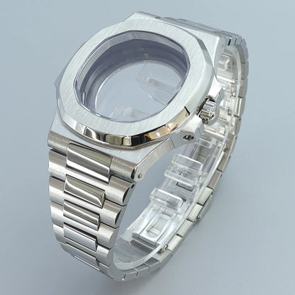 Silver/Black/Rose Gold 40mm Watch Cases Strap Parts Sapphire Glass For NH35 NH36 NH34 NH38 NH72 Movement 30.8mmDial Mod Nautilus