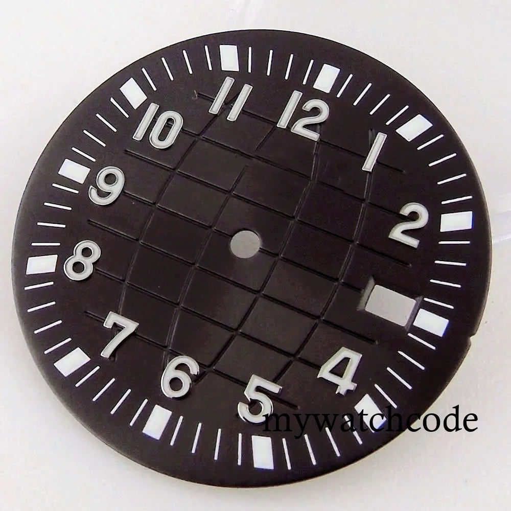 40mm Watch Case Glass Back Rubber Strap Dial Hands Set Fit NH35A NH36A Automatic Movement Sapphire Glass