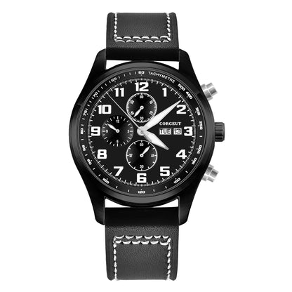 Corgeut 9003 Chronograph Watch 41mm Date Month MIYOTA OS00 Quartz Sapphire 3ATM