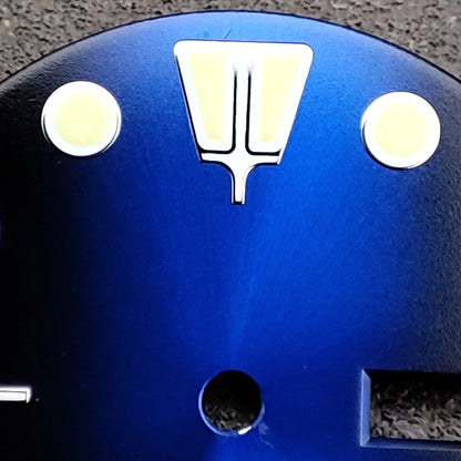 28.5mm Watch Dial Black Blue Gradient Dual Calendar Date Watch Faces with Green Luminous Watch Accessories for NH36 Movement