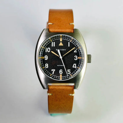 Baltany W10 Tonneau Wristwatches Sapphire Crystal Super Luminous Nylon Strap NH38 Automatic Mechanical Vintage Military Watches